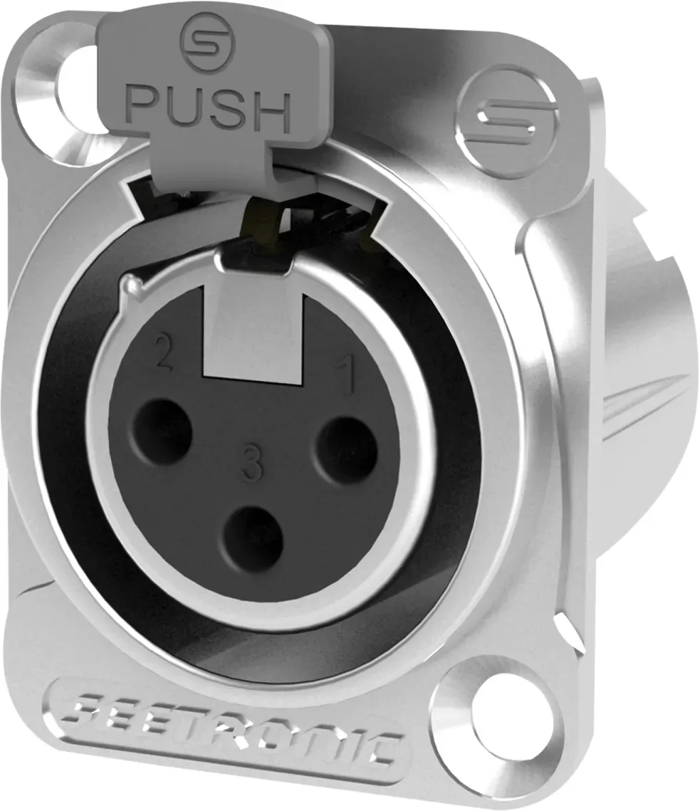 SEETRONIC XLR 3P Chassis - female Silberkontakte - nickelfarbenes Gehäuse
