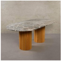MAGNA Atelier Esstisch Montana mit Marmor Tischplatte, Esstisch, Eichenholz Gestell, Küchentisch, 200x100x76cm grau