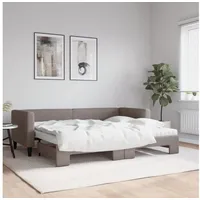 LuxusKollektion Schlafsofa Tagesbett Ausziehbar 80 x 200 mit Bettkasten & Matratze Taupe beige