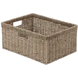 StorageWorks Jumbo Aufbewahrungskorb aus geflochtenem Hyazinthen Seegras, extra großer Aufbewahrungskorb Regalkorb zum Ordnen, natürlicher Seegras korb, rechteckiger Korb mit Doppelgriffen