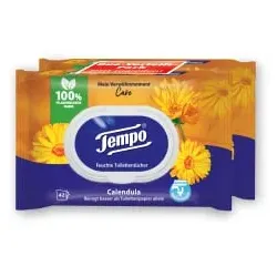 Tempo Kamille Feuchte Toilettentücher 836249 , 1 Doppel-Packung = 2 x 42 Tücher, mit Verschluss
