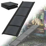 HENGMEI Hunderampe Klappbar Hundetreppe Auto Faltbare Kunststoff Hundeautorampe Hunde Auffahrrampe Kofferraum Einstiegshilfe, Haustiertreppe für Große und Schwere Hunde, 157x44cm, Schwarz