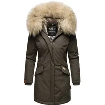 Navahoo Damen stylischer Wintermantel Winterparka mit Kunstfell-Kapuze Cristal