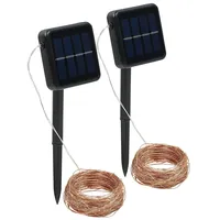 Lunartec 2er-Set Solar-Lichterketten aus Kupferdraht, warmweiße LEDs, je 32