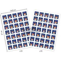 Maildor Educatives, 20 Stickerbogen 14,8x21cm, Belohnungen Füchse (auf Französisch) - Blau AE161C