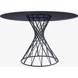 Tisch Design rund modern schwarz aus Glas 120cm für Wohnzimmer Naji