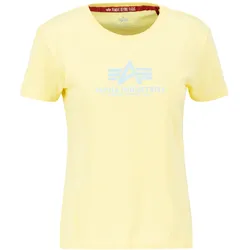 T-Shirt ALPHA INDUSTRIES "Alpha Industries Women - T-Shirts New Basic T Women", Damen, Gr. XS, gelb (pastel gelb), Obermaterial: 100% Baumwolle, Kurzarm, Shirts