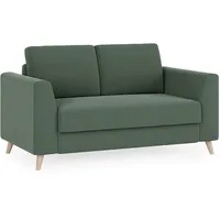 BRUNO Schlafsofa 120cm in Grün | stabiles Massivholz & Boxspringkomfort