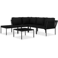 vidaXL 6-tlg. Garten-Lounge-Set mit Auflagen Schwarz PVC