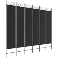 VidaXL 6-tlg. Paravent Schwarz 240x200 cm Stoff