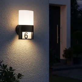 WOFI Wandleuchte Außen Wandlampe Hausnummer Außenleuchte Ip54, Hauswandlampe Terrasse Garten, Metall schwarz, Aufkleber, 1x LED 10,5w 660lm 3000k, Hxbxt 28x15,5x13,5cm, 12227