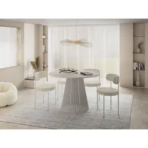 WFL GROUP Esstisch Rund 100 x 76 x 100 cm Beige/Grau