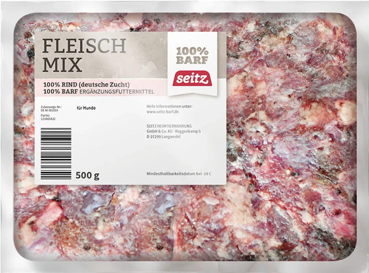 Seitz Fleisch-Mix gewolft Spezialfutter / Frostfutter für Hunde 1 x 500 Gramm