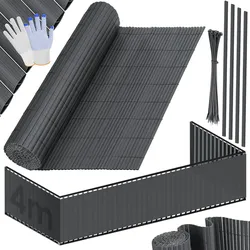 KESSER® PVC Sichtschutzmatte Sichtschutzzaun Balkonverkleidung Windschutz verstärkte Lamellen für Garten Balkon & Terrasse Balkonumrandung inkl Kabelbindern, Abdeckung & Handschuhe