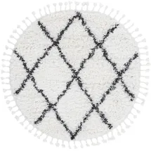 carpetfine Hochflor-Teppich CARPETFINE "Eddy", schwarz, H:30mm Ø:80cm, Polyester, Teppiche, Fransenteppich, Shaggy Langflor mit Fransen, starke Größenauswahl, Wohnzimmer