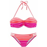 VENICE BEACH Bügel-Bandeau-Bikini Damen pink-gestreift Gr.38 Cup B