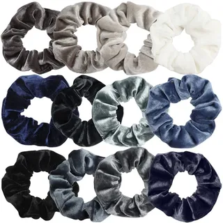 Belle Vous 12 Stk Haargummis Scrunchies Samt - Weiche Samthaargummi für Frauen, Haarband Skrunchy Scrunchie für Glatte, Wellige, Lockige, Krause, Lange, Dicke und Dünne Haare – Bunte Haar Gummis