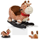 Moni Plüsch Schaukeltier Giraffe WJ-635, Handgriffe aus Holz ab 12 Monate