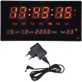 Digitale Led-wanduhr – Schlichter Digitalkalender Für Büro Und Schlafzimmer – Eu-stecker 100–240 V