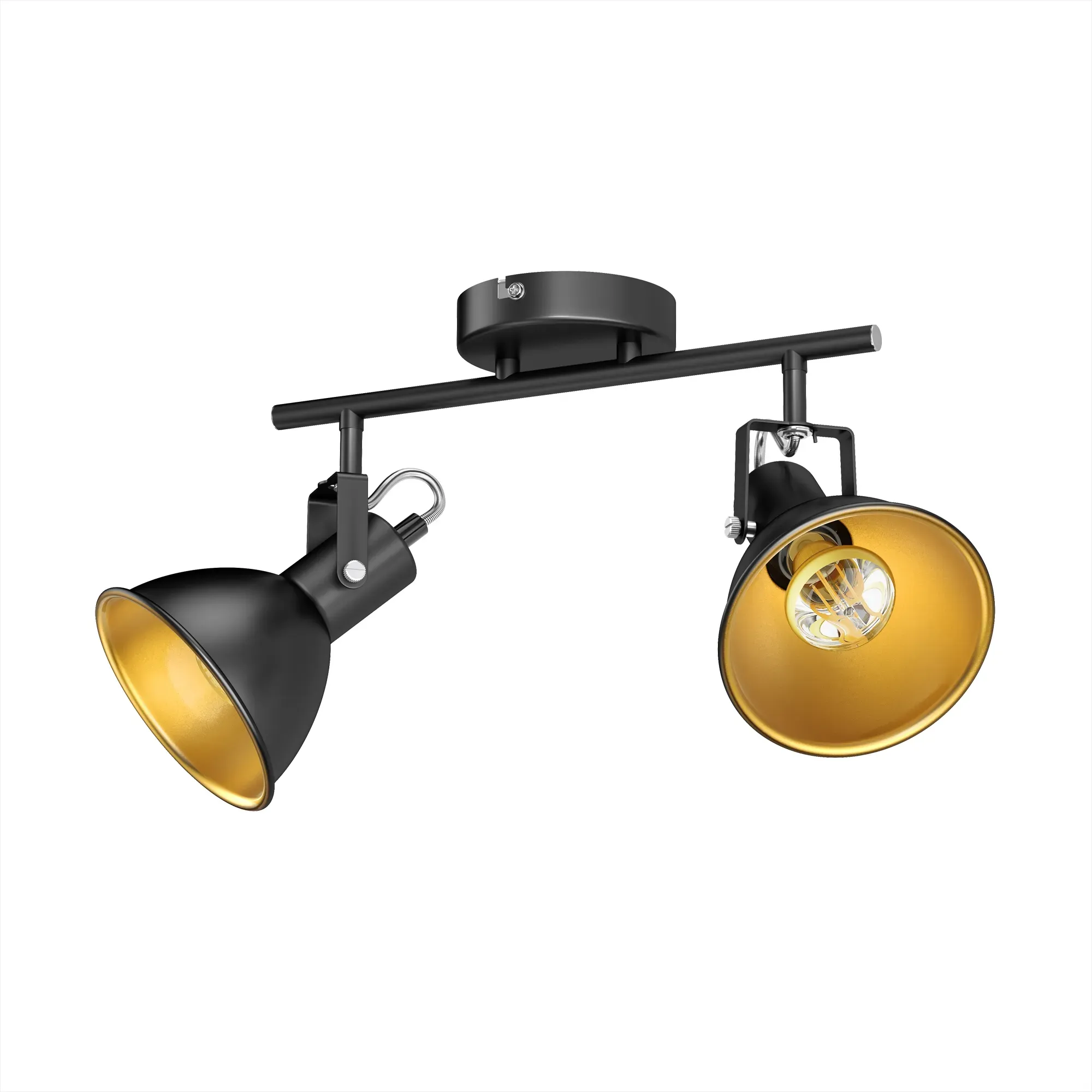 ledscom.de Deckenleuchte RISI, E14, zweiflammig, schwarz-gold, Metall, inkl. LED Lampen je 351lm warmweiß