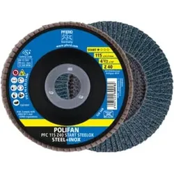 PFERD POLIFAN Fächerscheibe PFC 115x22,23 mm konisch Z40 Startlinie START STEELOX Stahl/Edelstahl