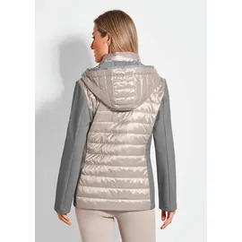 GOLDNER Kurzgröße: Steppjacke mit abnehmbarer Kapuze", in stein | Gr.: 20,