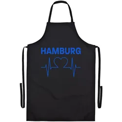 multifanshop Grillschürze - Hamburg - Herzschlag - Druck blau - Schürze