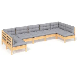 vidaXL Garten-Lounge-Set 7-tlg. grau Kiefer