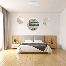 stolarnia pika Spiegel Rund Holz Weiß - Wandspiegel mit Holzrahmen (∅47 cm) - Runder Badspiegel für Badezimmer, Flur, Wohnzimmer, Schlafzimmer ... - Braun