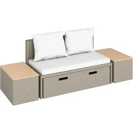 Lounge-Set Sitzgruppe Terrassenmöbel-Set Bostonia 4-tlg. Polyrattan Hellbraun