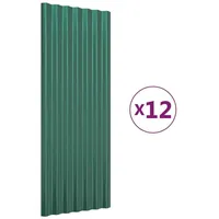 vidaXL Dachpaneele 12 Stk. Verzinkter Stahl Grün 100x36 cm