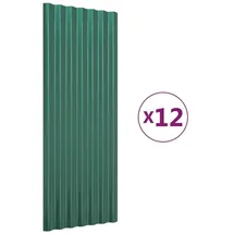 vidaXL Dachpaneele 12 Stk. Verzinkter Stahl Grün 100x36 cm