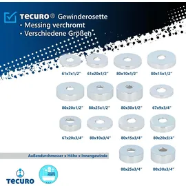 tecuro Gewinderosette (3/4) - 27 mm x Ø 80 mm x Höhe 15 mm, Messing verchromt
