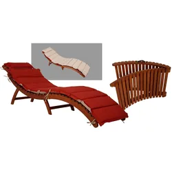 2er Set Falt Liege Auflage Garten eingeölt rot FSC Eukalyptus Terrasse Veranda