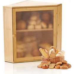 VEVOR Doppellagiger Brotkasten Eck-Brotbox Brotbehälter Holz Lagerung Natur