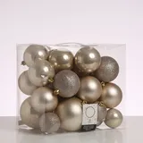 MARELIDA Christbaumkugel Weihnachtskugelbruchfest glänzend matt glitzernd champagner 26St