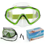 Taucherbrille Erwachsene,Verstellbares Schwimmbrille mit Nasenschutz,Tauchmaske 180°Weitwinkel Antifog Schnorchelmaske mit HD Gehärtetes Glas für Schnorcheln Schwimmen