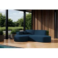 Fun Möbel Garten Ecksofa SUNDAY XS in wetterfester Stoff ART-N Dunkelblau Ottomane Links - Blau