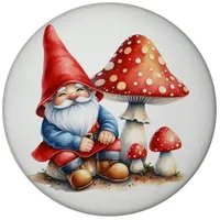 Speecheese Gartenzwerg mit Fliegenpilz Magnet rund Gartenfigur Zwerg am