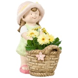 Outsunny Gartenfigur "Mädchen mit Blumenkorb