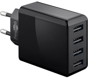 Goobay USB-Ladegerät 44953, 30W, 3A, schwarz, 4x USB A, 4 Port