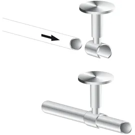 LIEDECO Deckenträger für Gardinenstangen Liedeco silber (chromfarben, matt), Ø:1,6cm, Gardinenstangenhalterungen, für Gardinenstangen Ø 16 mm