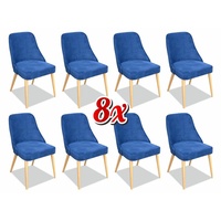 JVmoebel Stuhl, Esszimmer Stuhl Set Stühle 8x Garnitur Gruppen Neu Komplette Sitzgruppe Design blau