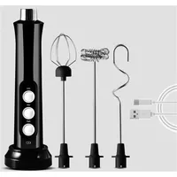 USB-aufladbarer elektrischer Milchaufschäumer (3 Rührköpfe), 3 Geschwindigkeiten, Mini-Schneebesen für Kaffee/Matcha/Cappuccino