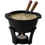 Boska Fondueset Party Mini - Fondue für Käsefondue - Mit teelicht - 300 ml - Spülmaschinenfester - Fonduetopf - Schwarz - Gusseisen