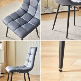 Deuline Esszimmerstühle Essstühle Samtbezug Polsterstuhl Stühle Esszimmer Stuhl Milano 4er-Set GRAU 521252 - Grau