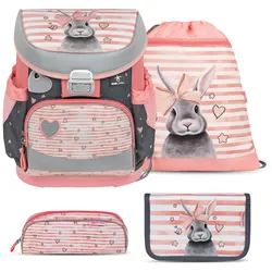 Rucksack ergonomisches Schulranzen-Set 4-teilig  "Little Bunnies"