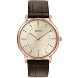 Bulova Classic Rose Gold Braunes Lederarmband Herrenuhr - Braun/rosé-gold