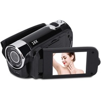 Handheld-Videocamcorder 16X Videokamera Camcorder Full HD 2,4-Zoll-Bildschirm 270 Grad Drehbar, Digitalkamera mit COMS-Sensor, Eingebauter Lautsprecher, Digitale Videokamera für Kinder,(EU-Schwarz)