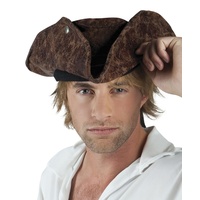 Boland 81899 - Hut Pirat Neptun, Braun, Dreispitz mit Hutband, Kopfbedeckung, Mütze, Seeräuber, Kostüm, Karneval, Mottoparty